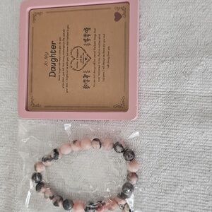 New Gift For Daughter Natural Stone Bracelet with Heart Plus Heartfelt Message